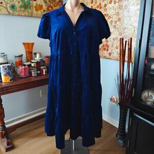 Crown & Ivy 4x (26/28W) Tiered Corduroy Dress